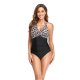 New one-piece swimsuit solid color printed tight conservative swimsuit for women