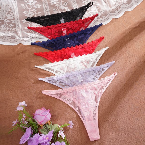 Multi colored lace sexy transparent women's plus size sexy low waisted thong