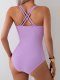 New one-piece swimsuit solid color pleated tight conservative women's swimsuit
