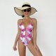 New one-piece swimsuit with hot stamping printed tight conservative swimsuit for women