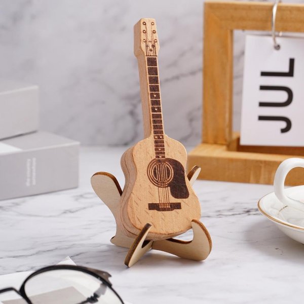 Wooden Acoustic Guitar Pick Box, Wooden Decorative Ornament