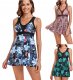 Split skirt swimsuit print plus conservative Tankini swimsuit for women