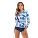 New long sleeved slim fit bikini printed sun protection suit for women's swimsuit