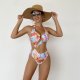 New one-piece swimsuit printed hot stamping sexy hollow tight bikini swimsuit for women
