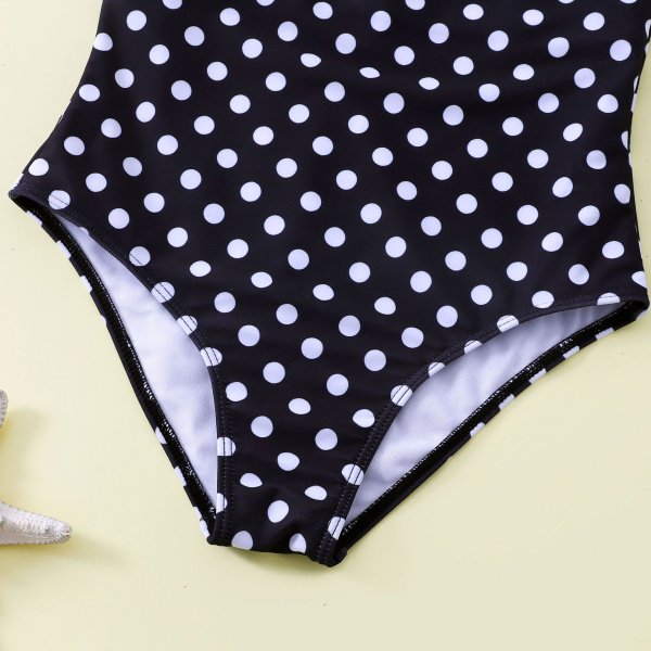 New girls' swimsuit with ruffled edges and polka dots for children