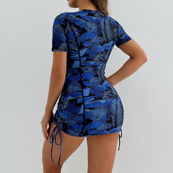 2025 new swimsuit women's printed short sleeved women's sports suit