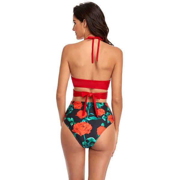 New sexy bikini set with bandage and split high waist swimsuit