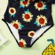 New printed ruffle edge children's swimsuit, girls' printed one-piece swimsuit