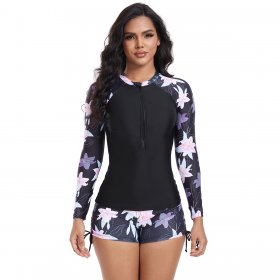 New split swimsuit printed two-piece long sleeved swimsuit women's set beach surfing suit