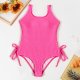 New children's swimsuit solid color mid size children's one-piece swimsuit