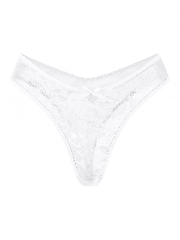 Sexy lace seducing low waisted bow tie t-shirt thong panties for women