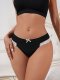 Black Low-Rise Lace Trim Briefs: Breathable Nylon Underwear with Bow Detail