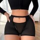 Black Sheer Cutout Boyshort: Breathable Teen Underwear (S-XL)