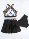 New swimsuit three piece printed fashionable sexy skirt style bikini women's swimsuit