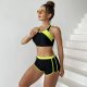 New women's split solid color sports patchwork swimsuit