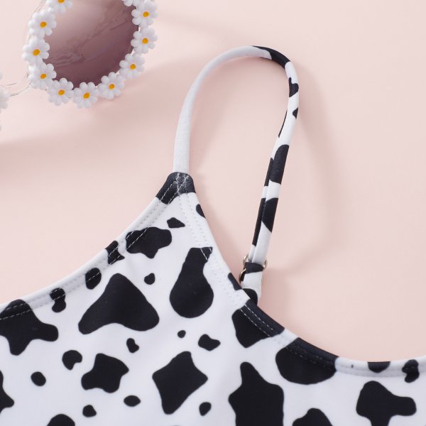New hollowed out cow print one-piece swimsuit for girls