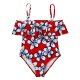 Children's swimsuit with ruffle print, cute girls' one-piece swimsuit