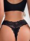 Black Lace Low-Rise Knit Thong (Juniors' Style)