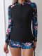 New swimsuit women's long sleeved split sports print swimsuit surfing suit set