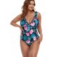New women's one-piece swimsuit with fat printed ruffle edges, conservative plus size swimsuit