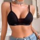Sleek Ribbed Black Bralette with Sheer Accent