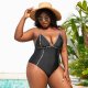 New one-piece swimsuit solid color sexy plus fat plus plus size swimsuit