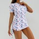2025 new swimsuit women's printed short sleeved women's sports suit