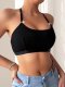 Hanging neck vest style bra cross-border new product solid color breathable women's large chest display small bra