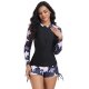 New split swimsuit printed two-piece long sleeved swimsuit women's set beach surfing suit