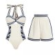 2026 popular split swimsuit women's tight fitting backless pants skirt two-piece set high-end bikini set