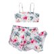 New children's swimsuit split print floral three piece shorts bikini