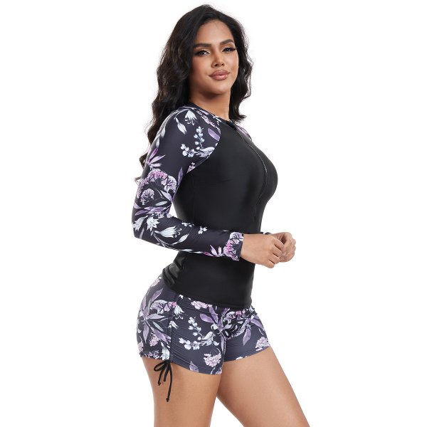 New split swimsuit printed two-piece long sleeved swimsuit women's set beach surfing suit