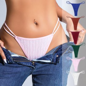 Thin and seamless sexy pure cotton crotch, low waist, breathable women's thong