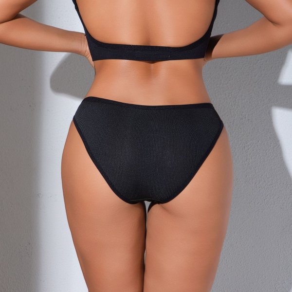 Black Low-Rise Thong with Rose Gold Hardware & Lace: Quick-Dry Breathable Teen Underwear