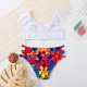 Children's swimsuit cute solid color printed bikini swimsuit