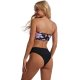 New strapless printed bikini high waisted soft bag split women's swimsuit
