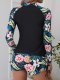 New swimsuit women's long sleeved split sports print swimsuit surfing suit set