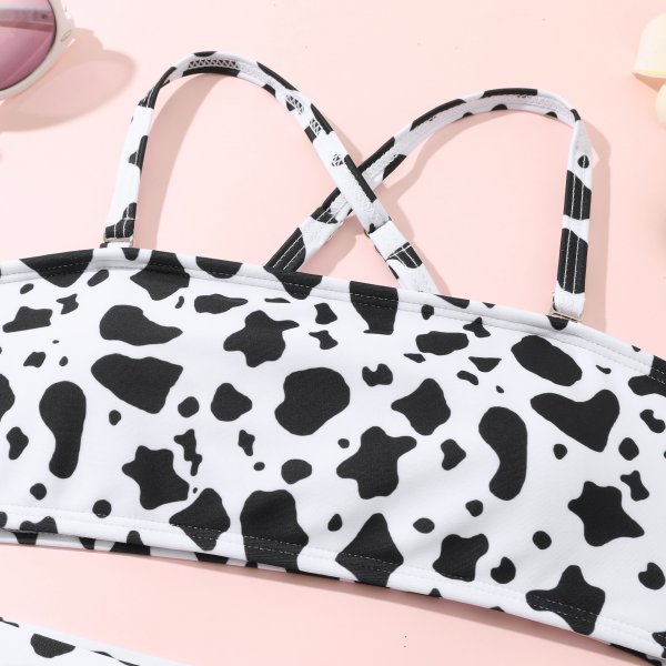 New children's swimsuit split print floral three piece shorts bikini