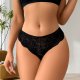 Black Lace Low-Rise Thong with Double Heart Hardware: Invisible Breathable Teen Underwear