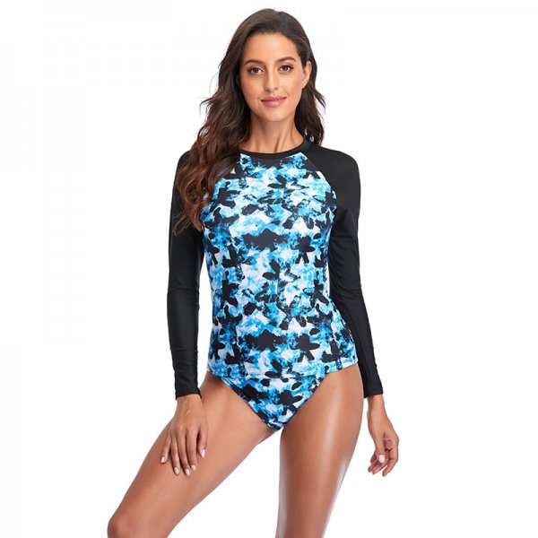Sports conservative long sleeved surfing suit diving split swimsuit women's slim fit swimsuit