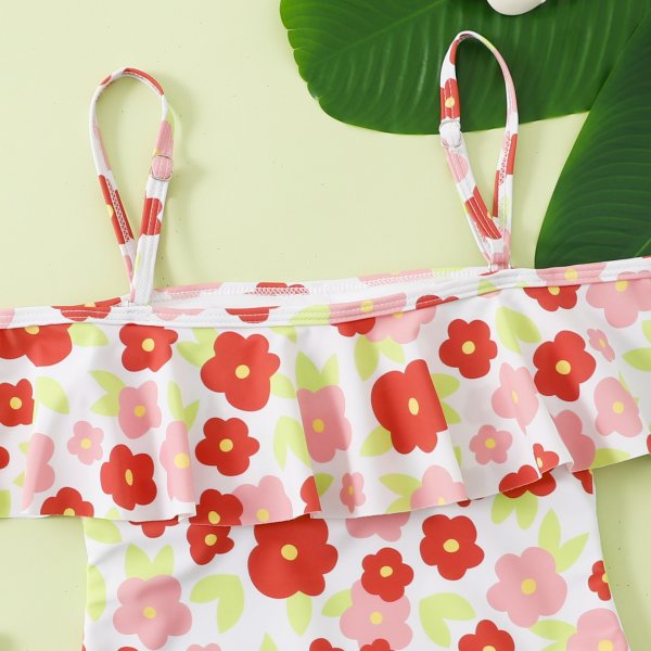 Children's swimsuit with ruffle print, cute girls' one-piece swimsuit