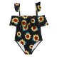 New printed ruffle edge children's swimsuit, girls' printed one-piece swimsuit