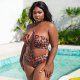 New split leopard print sexy plus size three piece set plus size swimsuit for women