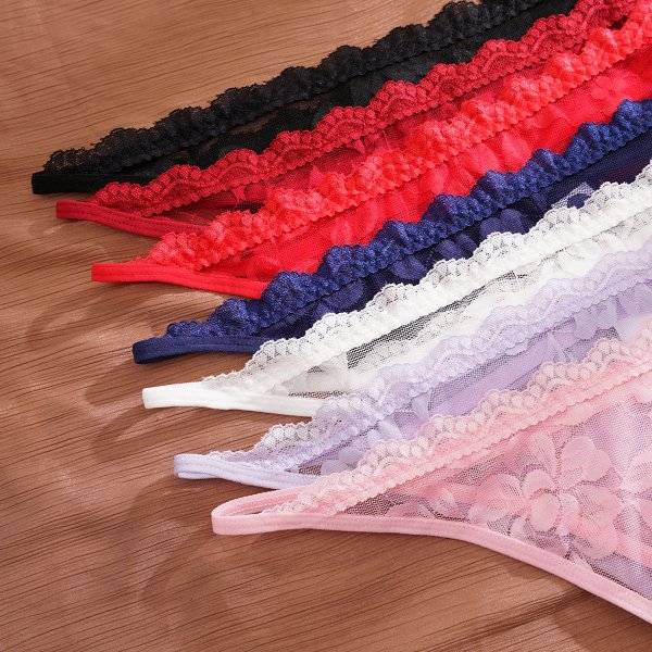 Multi colored lace sexy transparent women's plus size sexy low waisted thong