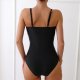 New one-piece swimsuit black pleated tight conservative swimsuit for women