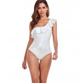 New one-piece swimsuit solid color hot stamping tight fitting swimsuit for women
