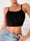 Black Ribbed Lace-Up Cami Bralette (Full Cup, Luxe Style)
