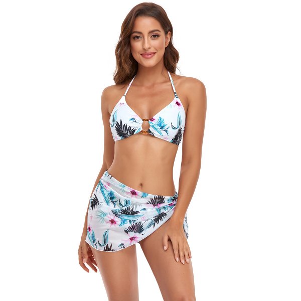 Sexy three piece printed mesh swimsuit women's bikini swimsuit