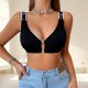 Black Ribbed Bralette with 'Sweet' Straps: Low-Back Push-Up Casual Lingerie
