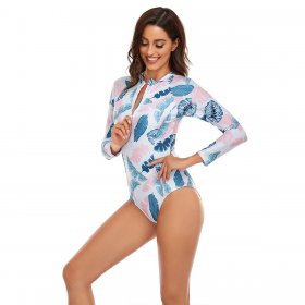New one-piece swimsuit women's sexy sports long sleeved printed surfing swimsuit